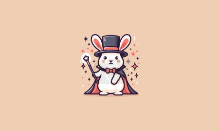 Illustration for Rabbit wearing uniform magician vector flat design - Royalty Free Image