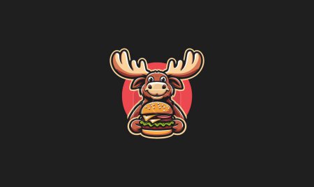 moose eat burger vector illustration flat design