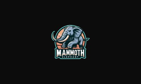 logotipo de diseño plano de ilustración de vectores de mamut