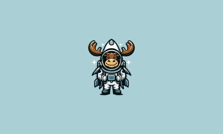 moose wearing uniform astronaut vector mascot design