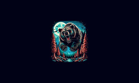 bear angry attack on forest vector illustration artwork design