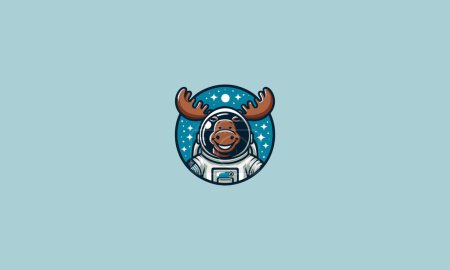 moose wearing uniform astronaut vector mascot design