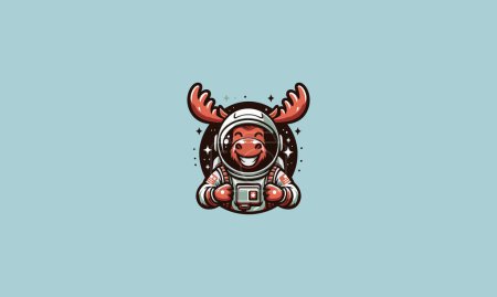 Ilustración de Alce vistiendo uniforme astronauta vector mascota diseño - Imagen libre de derechos