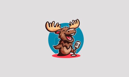 moose singing smile vector illustration mascot design