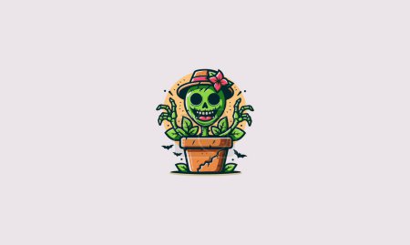 Pflanze Zombie-Vektor Illustration flaches Design