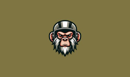 Illustration for Face baboon angry wearing helmet vector flat design - Royalty Free Image