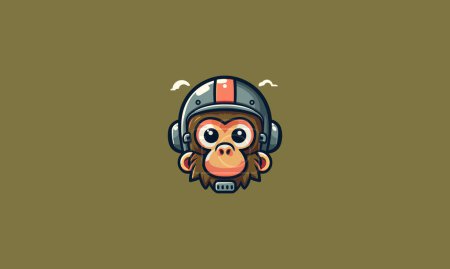 face baboon angry wearing helmet vector flat design
