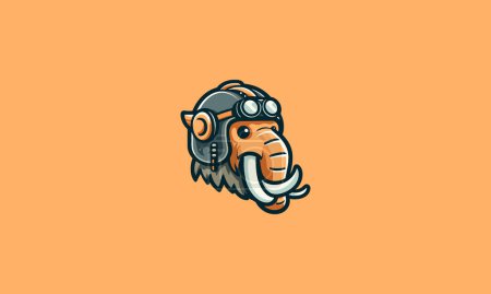 Illustration for Elephant wearing helmet vector illustration mascot design - Royalty Free Image