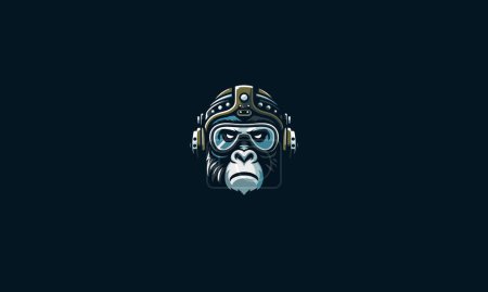 Gesicht Gorilla wütend trägt Helm und Google Vektor Artwork Design