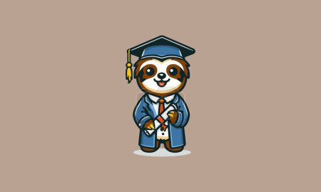 sloth wearing uniform graduate vector mascot design