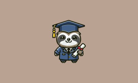 sloth wearing uniform graduate vector mascot design
