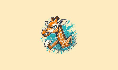 jirafa expresión enojado corriendo vector plano diseño