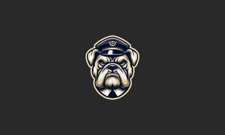 Illustration for Head bull dog wearing hat captain vector mascot design - Royalty Free Image