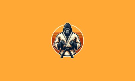 Gorilla mit einheitlichem Karate-Vektor-Maskottchen-Design