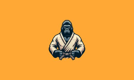 Gorilla mit einheitlichem Karate-Vektor-Maskottchen-Design
