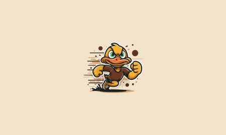duck angry running vector illustration mascot design