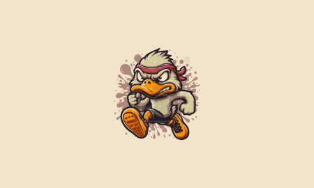 duck angry running vector illustration mascot design