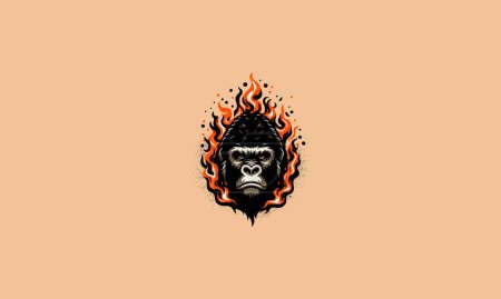 Illustration for Face gorilla with flames vector mascot design - Royalty Free Image