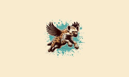 hyena flying with wings vector flat design fangs
