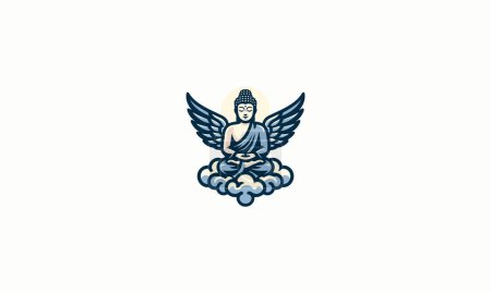 buddha with wings vector mascot flat design