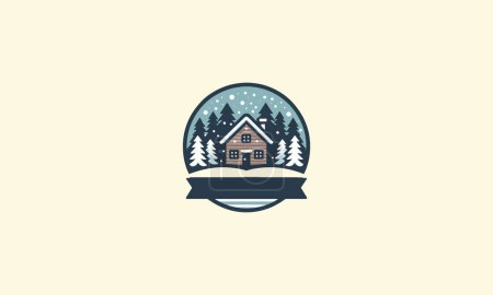 home on forest snow vector illustration flat design