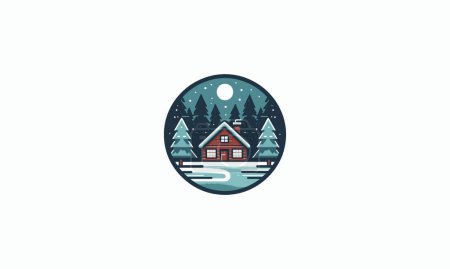Zuhause auf Wald Schnee Vektor Illustration flaches Design