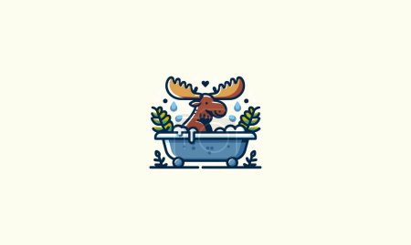 moose grooming vector illustration logo design