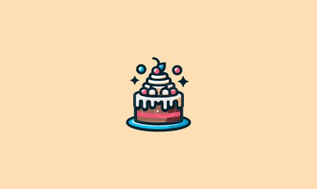 gâteau chocolat vecteur illustration plat design logo