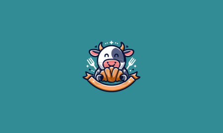 Kopf Kuh essen Brot Vektor Logo-Design