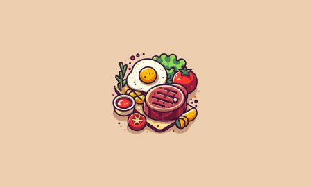 Illustration for Egg and beef steak vector illustration logo design - Royalty Free Image