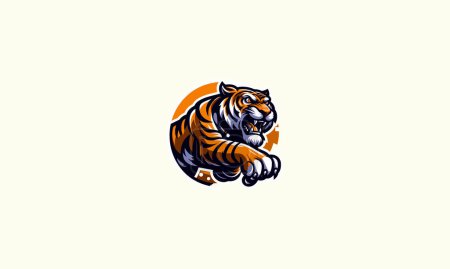 tiger angry running vector illustration design