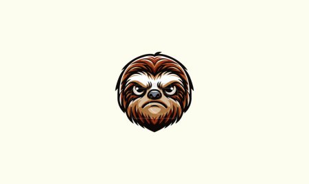 Illustration for Face sloth angry vector illustration mascot design - Royalty Free Image