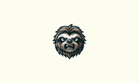 face sloth angry vector illustration mascot design