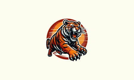 tiger angry running vector illustration design