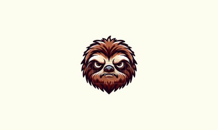 face sloth angry vector illustration mascot design