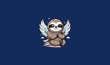 sloth with wings vector illustration mascot design