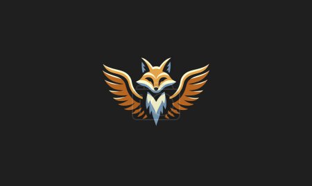zorro volador naranja con alas vector logo diseño