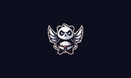 panda wearing uniform karate with wings vector mascot design