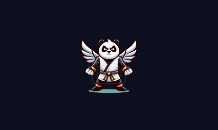 panda wearing uniform karate with wings vector mascot design
