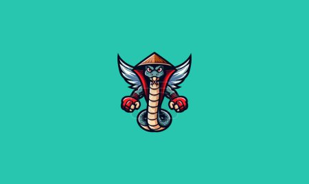 Ilustración de Carácter cobra usando sombrero con alas vector mascota diseño - Imagen libre de derechos