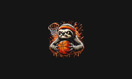 sloth playing basket ball vector illustration design