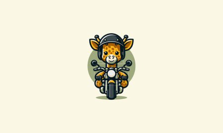 jirafa a caballo motocicleta vector logo diseño