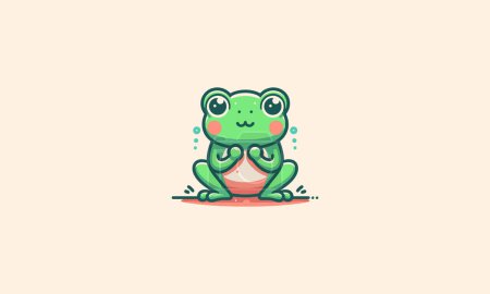 frog cute green vector illustration flat design