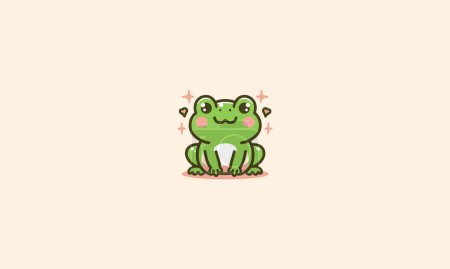frog cute green vector illustration flat design