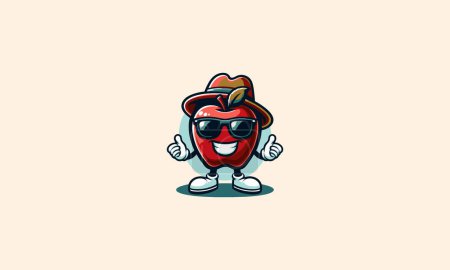 Téléchargez les illustrations : Personnage pomme rouge sourire vecteur mascotte design - en licence libre de droit