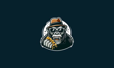 gorilla eat cheese vector illustration mascot design