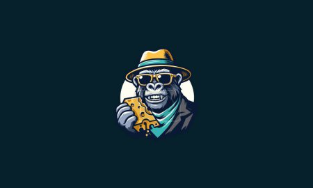 gorilla eat cheese vector illustration mascot design