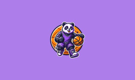 Panda spielt Basketball Vektor Maskottchen Design