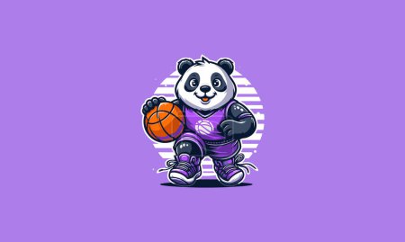 Panda spielt Basketball Vektor Maskottchen Design