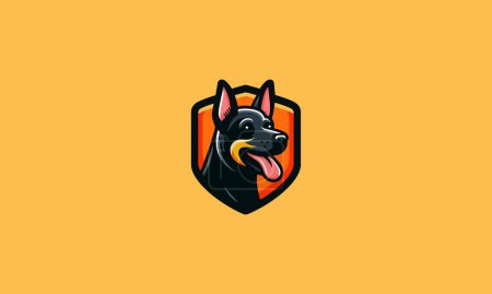 Illustration for Head rottweiler on shield vector logo design - Royalty Free Image
